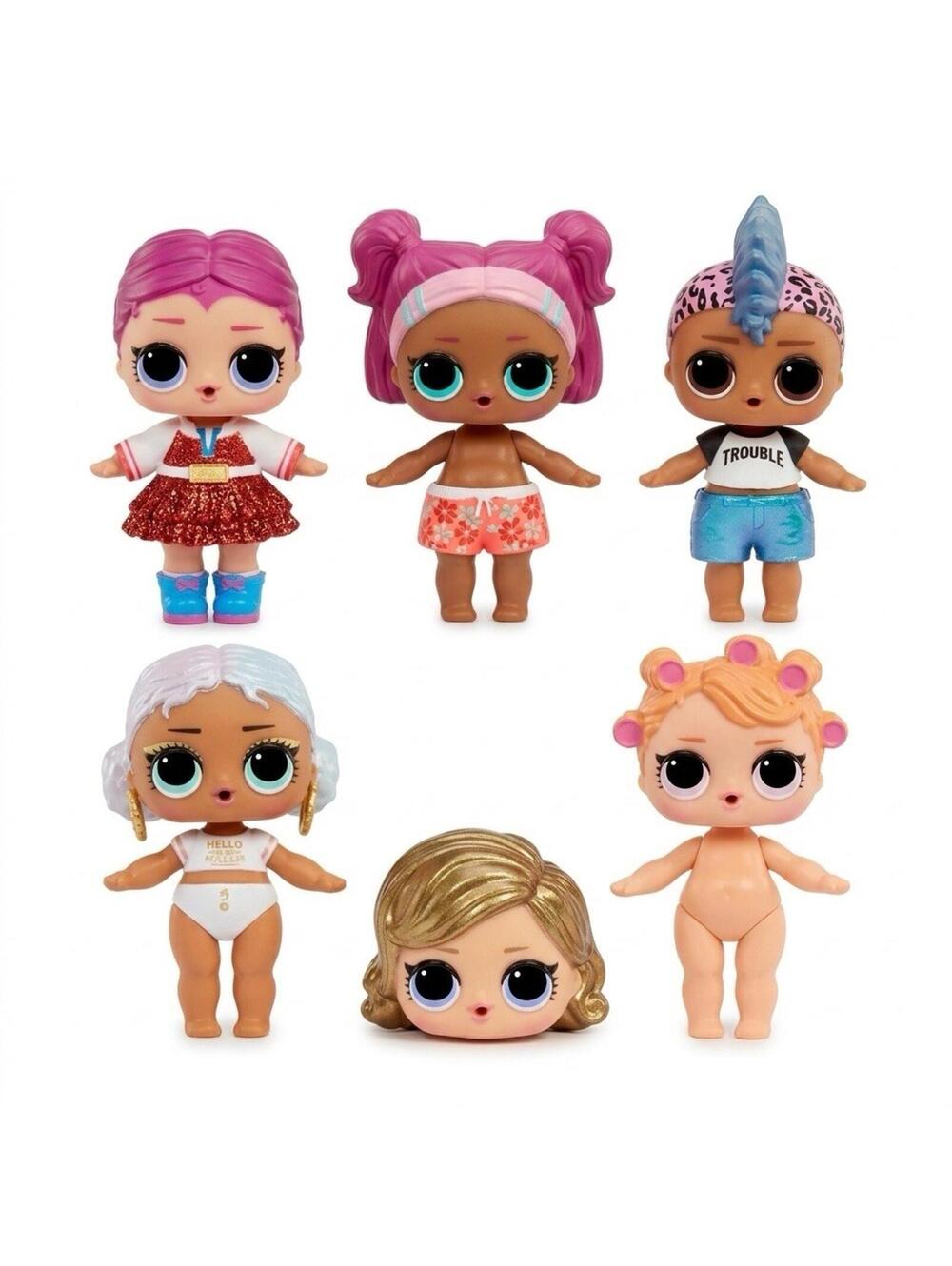 L.O.L. Surprise! LOL Dolls Lot of 5 & 1 Extra Head - Mixed Series Figures